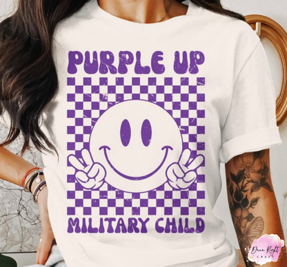 Smiley Purple Up Military Child - Dunn Right Craft