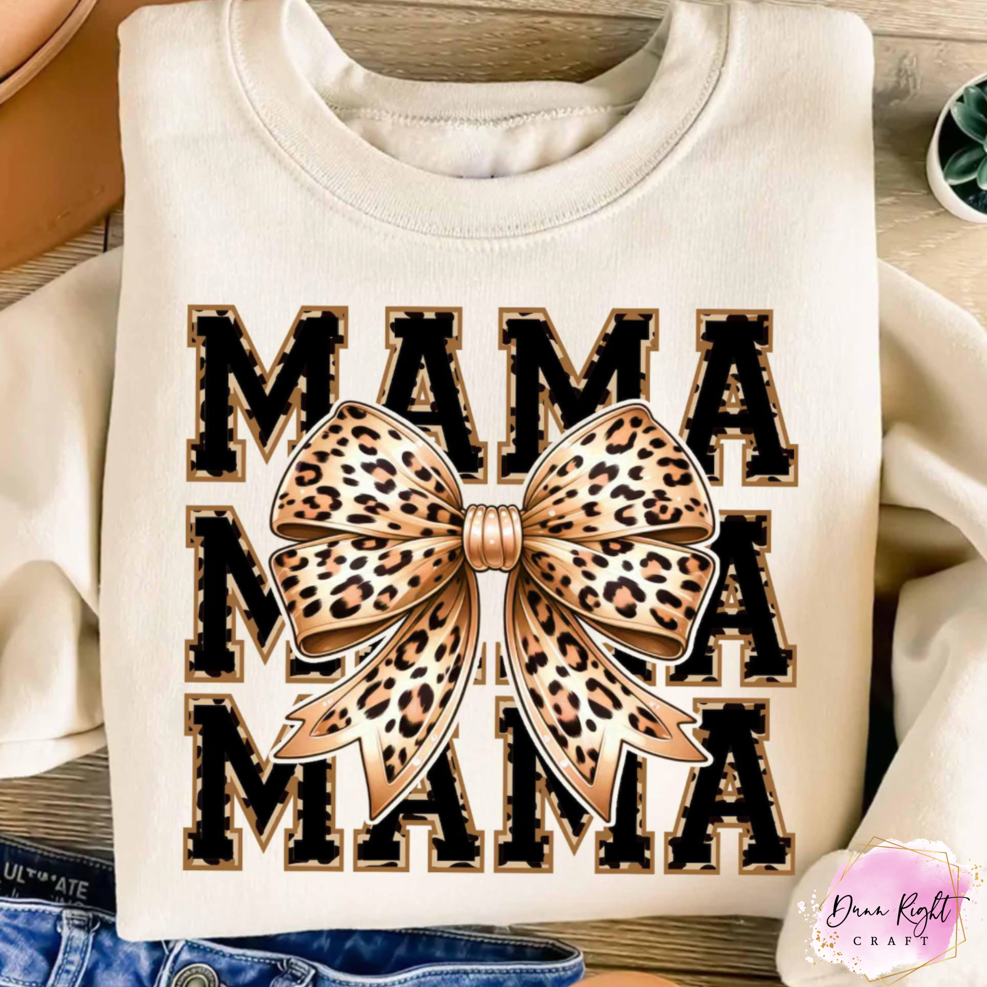 MAMA Leopard Print Bow Shirt - Dunn Right Craft
