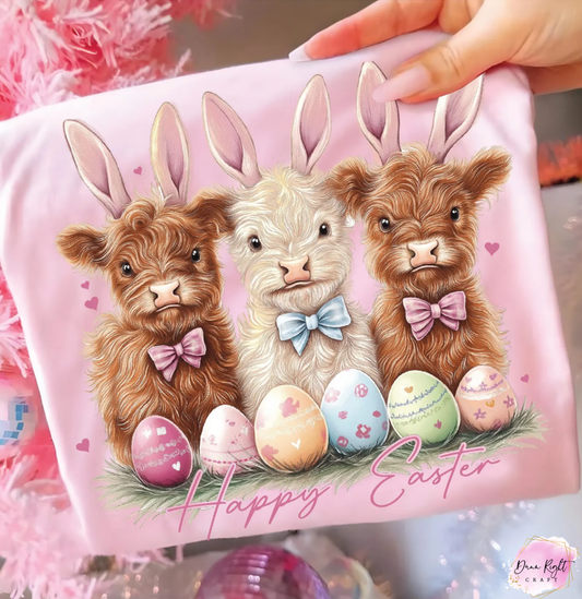 Happy Easter Highland Cow Shirt - Dunn Right Craft