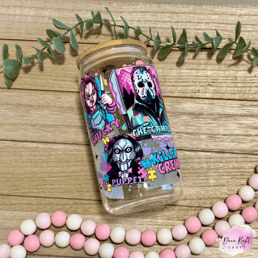SCARY HORROR MOVIE 16 OZ GLASS CUP - Dunn Right Craft