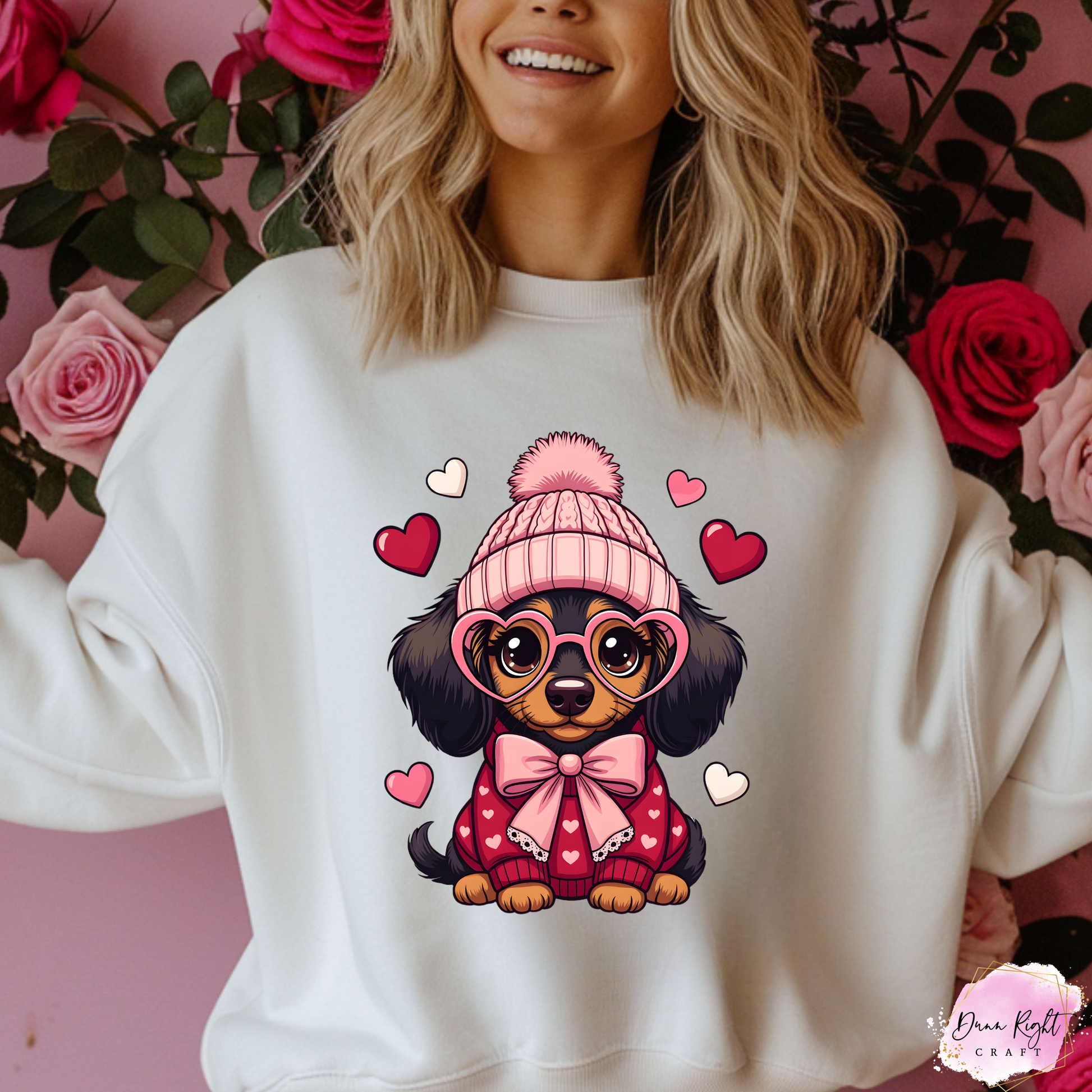 Cute Valentine Puppy Sweatshirt - Dunn Right Craft