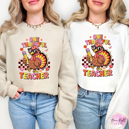 One Thankful Teacher – Thanksgiving Turkey Tee
