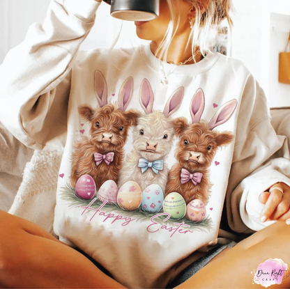 Happy Easter Highland Cow Shirt - Dunn Right Craft