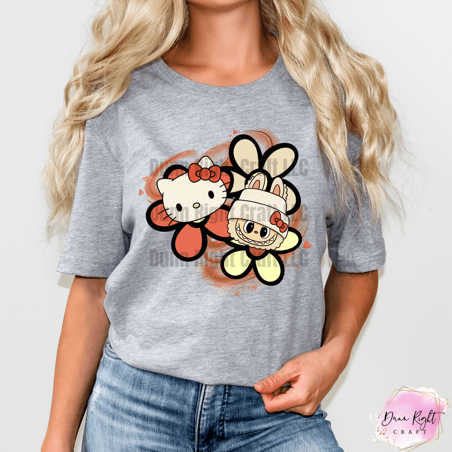 Hello Kitty & Lubabu Flower Duo Tee – Kawaii Character Mashup Shirt