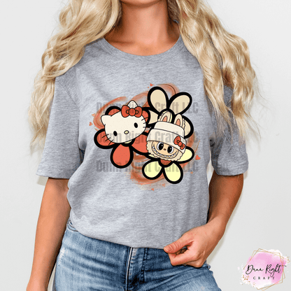 Hello Kitty & Lubabu Flower Duo Tee – Kawaii Character Mashup Shirt