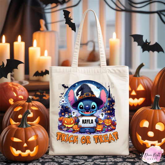 Stitch Trick or Treat Tote Bag With Name