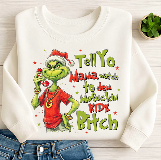 Funny Grumpy Green Christmas Sweatshirt for Moms