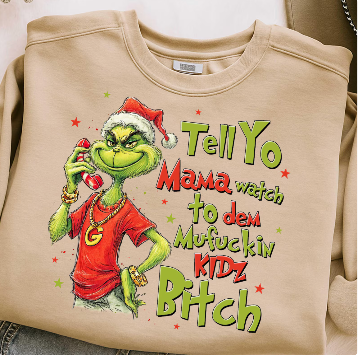 Funny Grumpy Green Christmas Sweatshirt for Moms