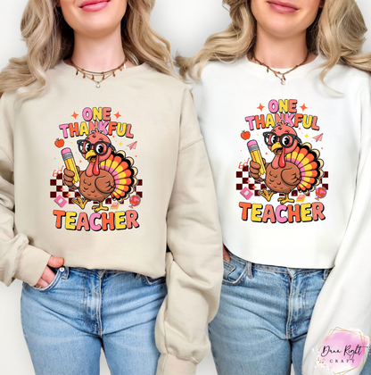 One Thankful Teacher / Thanksgiving Turkey Tee - Dunn Right Craft