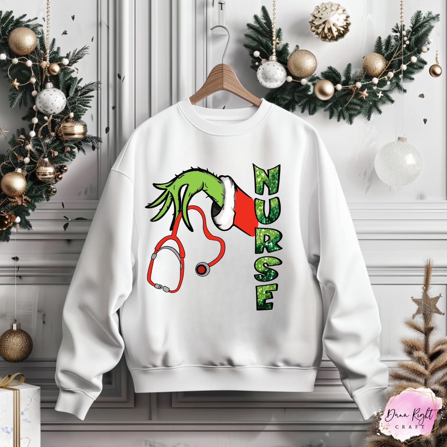 Grinch Nurse Christmas Crewneck
