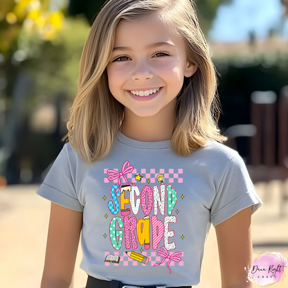 Personalized Back to School Shirt – Bow & Glitter Design for Kids