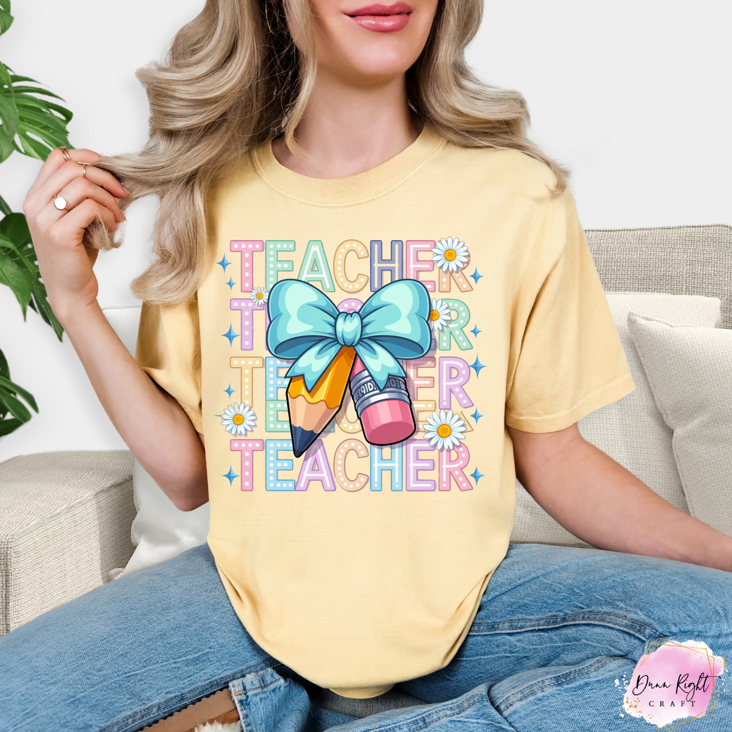 Teacher Pencil & Bow Adult Shirt
